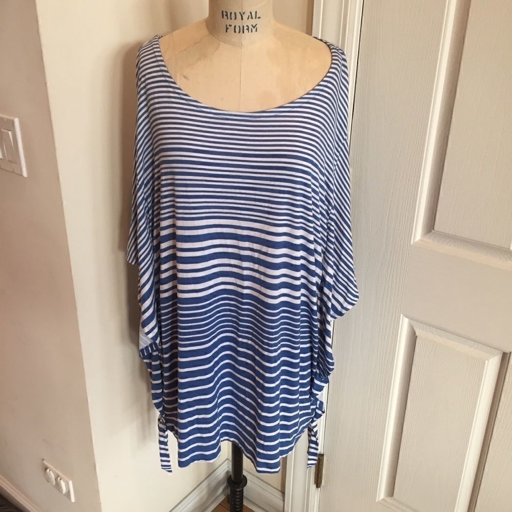 Croft & Barrow Blue and White Striped Top Size 2X